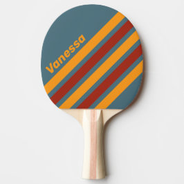 Retro Sunrise on Slate Angled Striping with Name Tischtennis Schläger