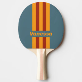 Retro Sunrise on Slate Pin Stripes with Name Tischtennis Schläger