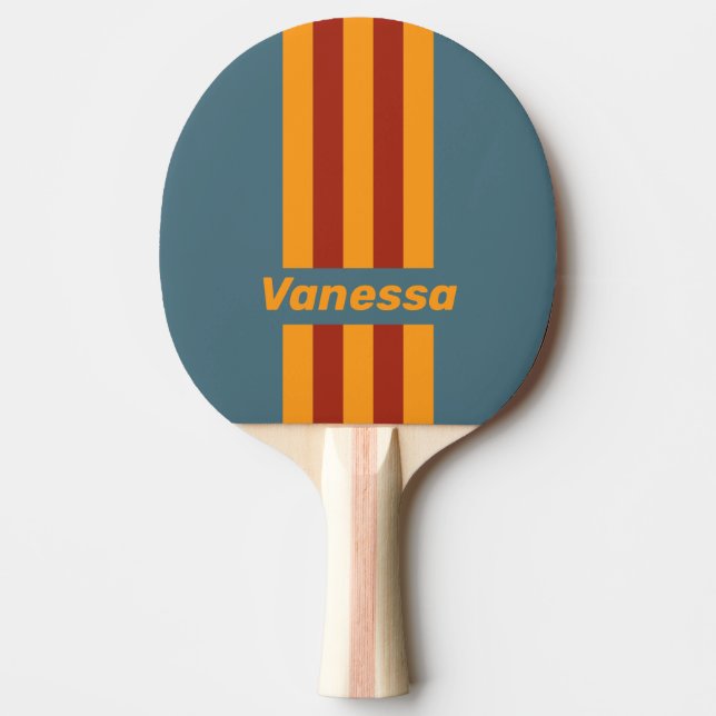 Retro Sunrise on Slate Pin Stripes with Name Tischtennis Schläger (Vorderseite)