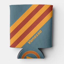 Retro Sunrise on Slate Stripes with Name Dosenkühler