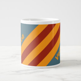 Retro Sunrise on Slate Stripes with Name Jumbo-Tasse