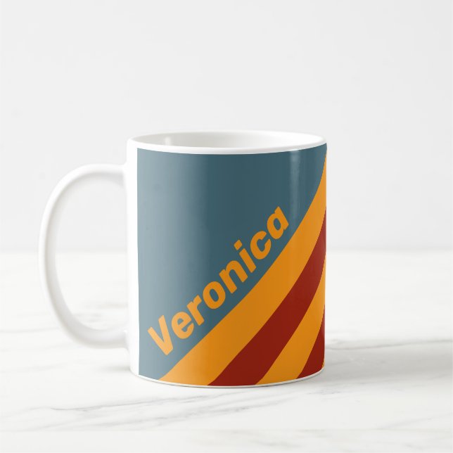 Retro Sunrise on Slate Stripes with Name Kaffeetasse (Links)
