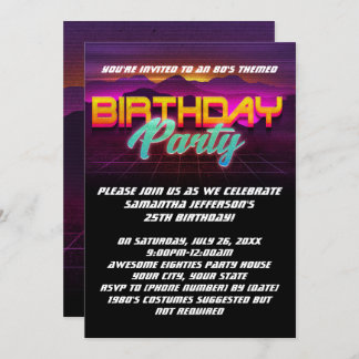 Retro Sunset 1980er 80er Birthday Party Einladung