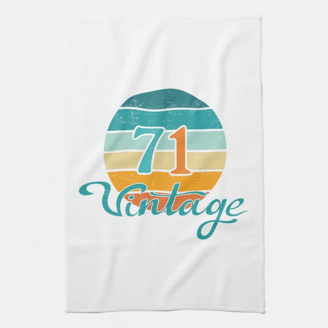 Retro Sunset 71 Vintag gestört Geschirrtuch (Vertikal)