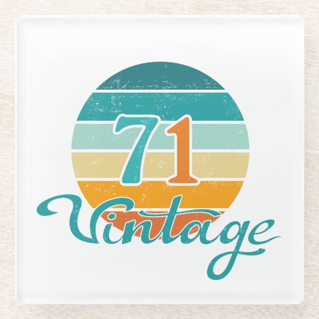 Retro Sunset 71 Vintag gestört Glasuntersetzer (Vorderseite)