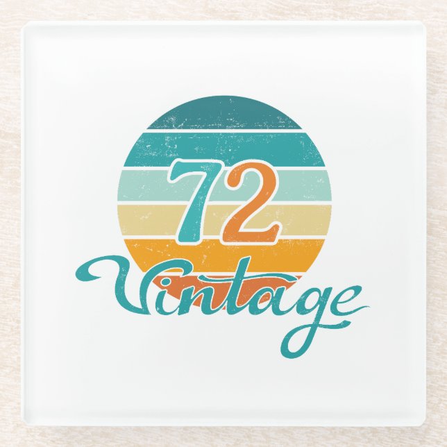 Retro Sunset 72 Vintag gestört Glasuntersetzer (Vorderseite)