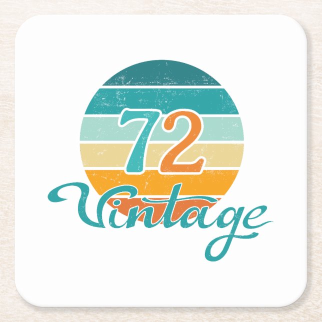 Retro Sunset 72 Vintag gestört Rechteckiger Pappuntersetzer (Vorderseite)