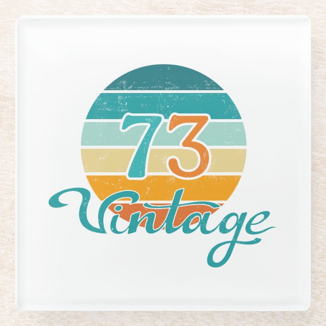 Retro Sunset 73 Vintag gestört Glasuntersetzer (Vorderseite)