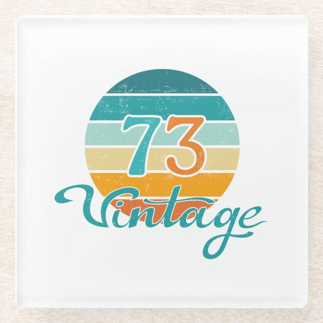 Retro Sunset 73 Vintag gestört Glasuntersetzer (Vorderseite)