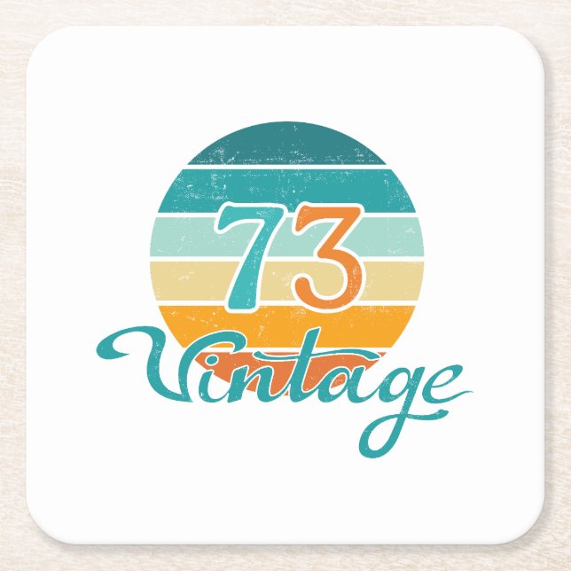 Retro Sunset 73 Vintag gestört Rechteckiger Pappuntersetzer (Vorderseite)