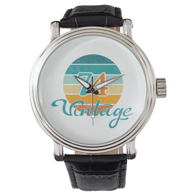 Retro Sunset 74 Vintag gestört Armbanduhr (Vorderseite)