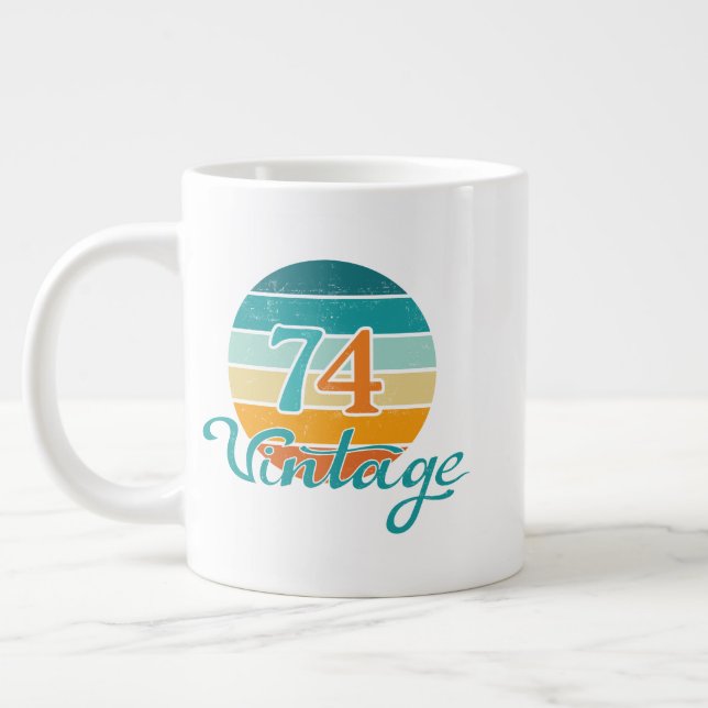 Retro Sunset 74 Vintag gestört Jumbo-Tasse (Links)