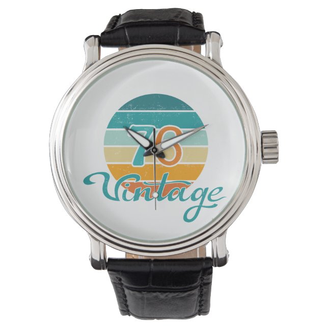 Retro Sunset 76 Vintag gestört Armbanduhr (Vorderseite)
