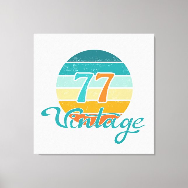 Retro Sunset 77 Vintage Distressed Leinwanddruck (Vorderseite)