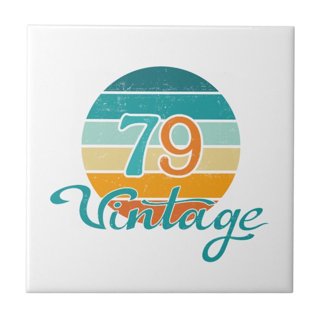 Retro Sunset 79 Vintage Distressed Fliese (Vorderseite)