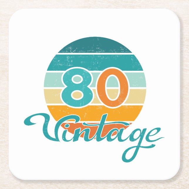 Retro Sunset 80 Vintage Distressed Rechteckiger Pappuntersetzer (Vorderseite)