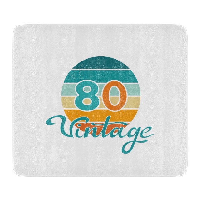 Retro Sunset 80 Vintage Distressed Schneidebrett (Vorderseite)
