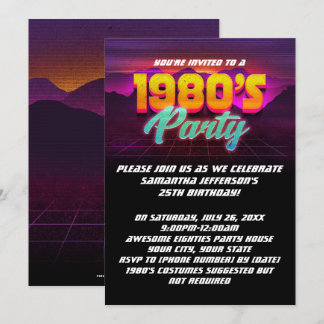 Retro Sunset 80er Birthday Party der 1980er Jahre Einladung