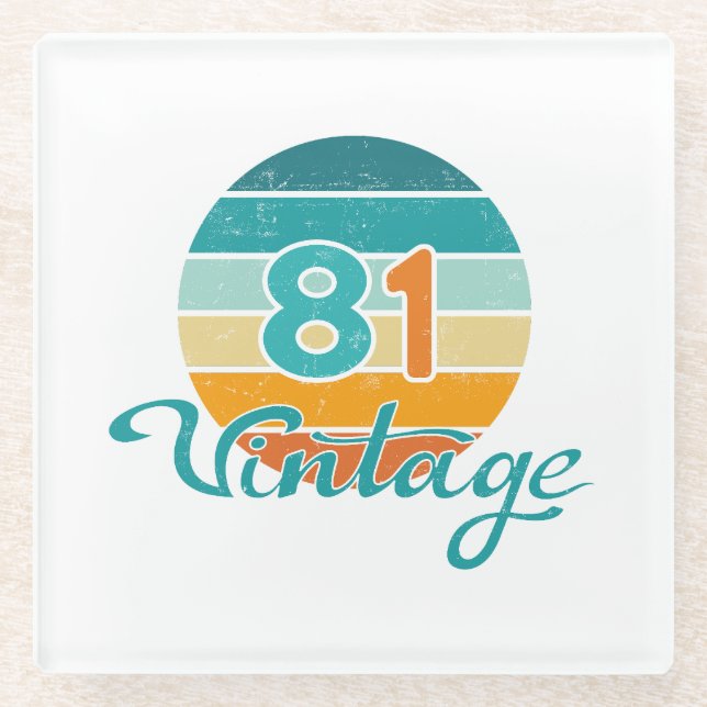 Retro Sunset 81 Vintage Distressed Glasuntersetzer (Vorderseite)