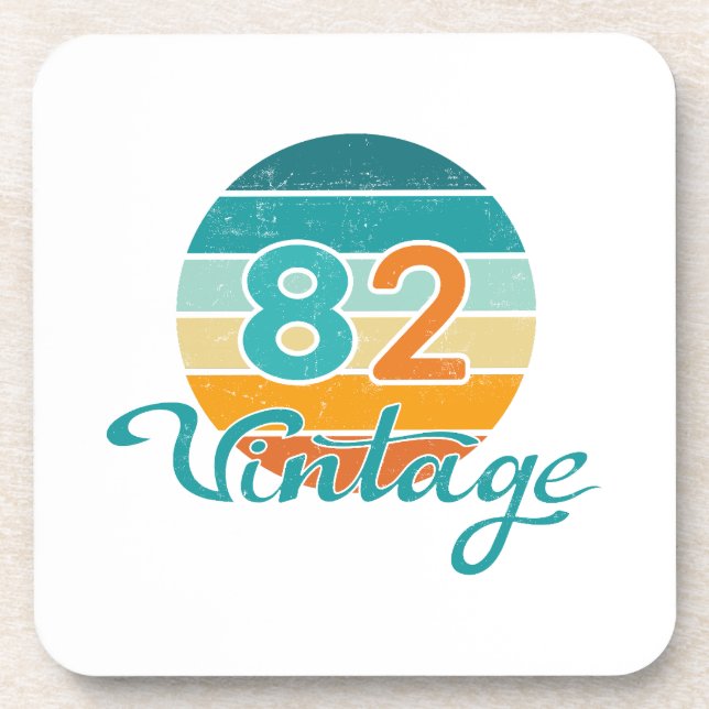 Retro Sunset 82 Vintage Distressed Getränkeuntersetzer (Vorderseite)