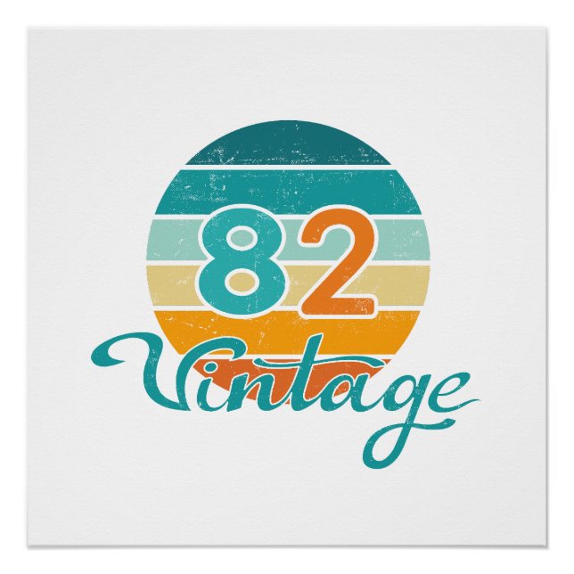 Retro Sunset 82 Vintage Distressed Poster (Vorderseite)