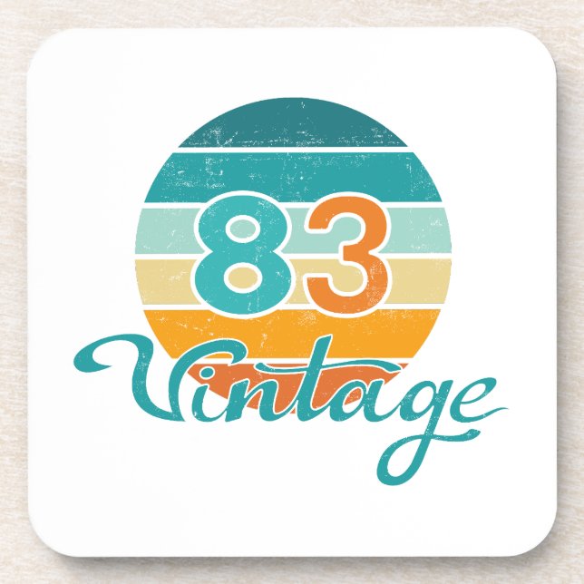 Retro Sunset 83 Vintage Distressed Getränkeuntersetzer (Vorderseite)