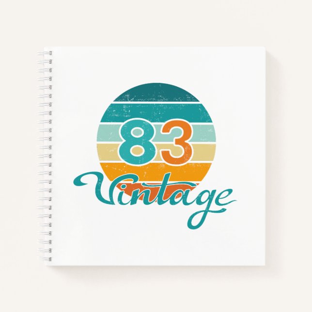 Retro Sunset 83 Vintage Distressed Notizbuch (Vorderseite)