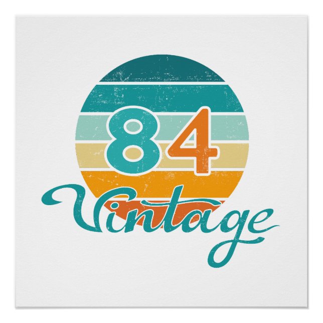 Retro Sunset 84 Vintage Distressed Poster (Vorderseite)