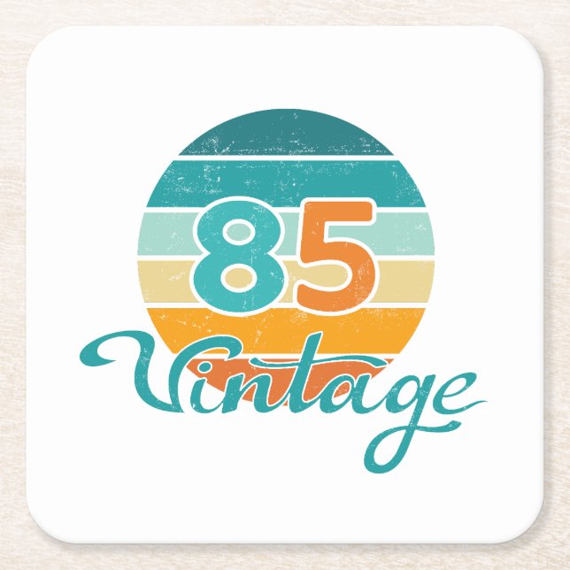 Retro Sunset 85 Vintage Distressed Rechteckiger Pappuntersetzer (Vorderseite)