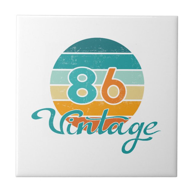 Retro Sunset 86 Vintage Distressed Fliese (Vorderseite)