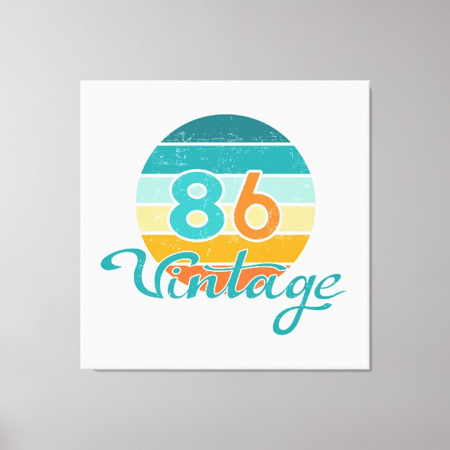 Retro Sunset 86 Vintage Distressed Leinwanddruck (Vorderseite)