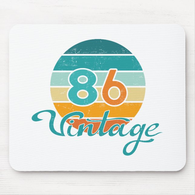 Retro Sunset 86 Vintage Distressed Mousepad (Vorne)