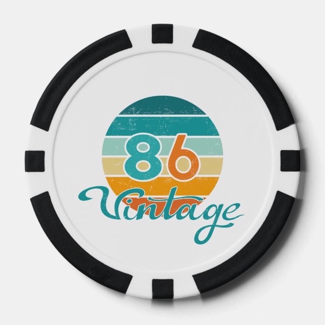 Retro Sunset 86 Vintage Distressed Pokerchips (Vorderseite)