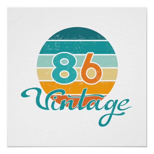 Retro Sunset 86 Vintage Distressed Poster (Vorderseite)