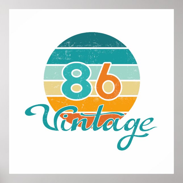 Retro Sunset 86 Vintage Distressed Poster (Vorne)