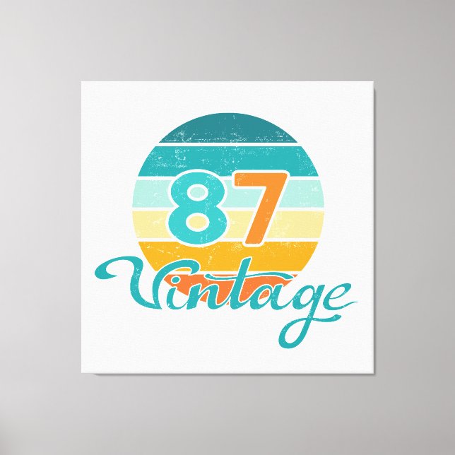 Retro Sunset 87 Vintage Distressed Leinwanddruck (Vorderseite)