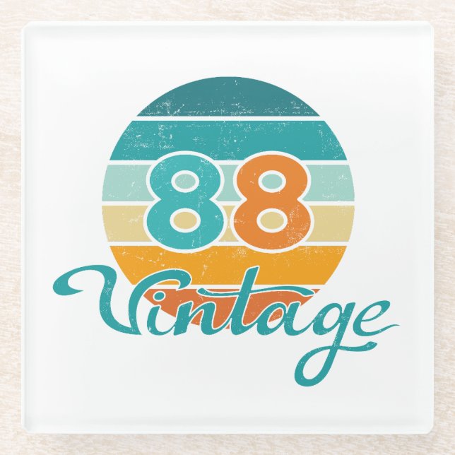 Retro Sunset 88 Vintage Distressed Glasuntersetzer (Vorderseite)