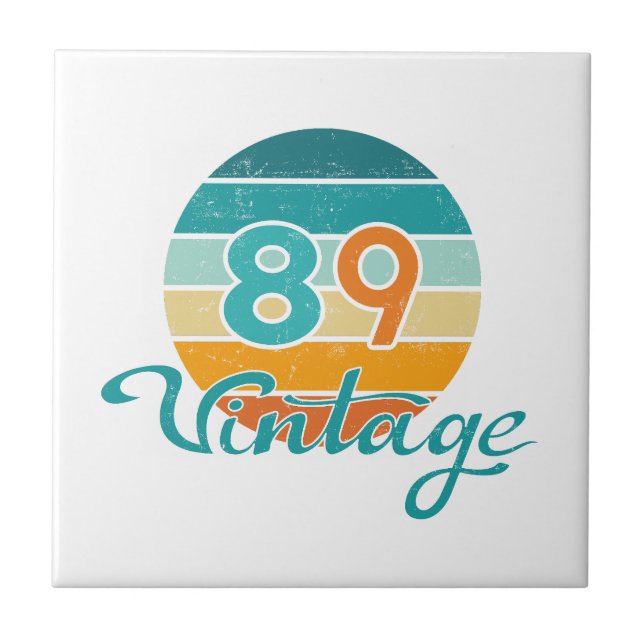 Retro Sunset 89 Vintage Distressed Fliese (Vorderseite)