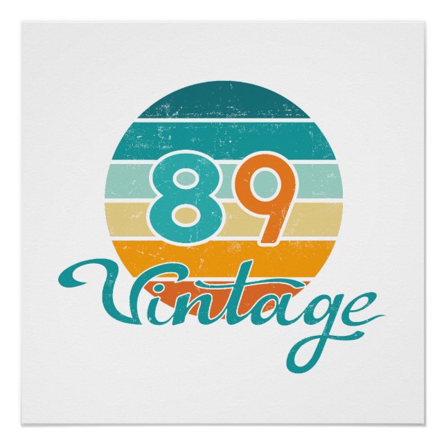 Retro Sunset 89 Vintage Distressed Poster (Vorderseite)