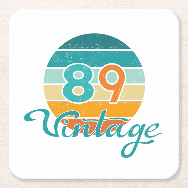 Retro Sunset 89 Vintage Distressed Rechteckiger Pappuntersetzer (Vorderseite)