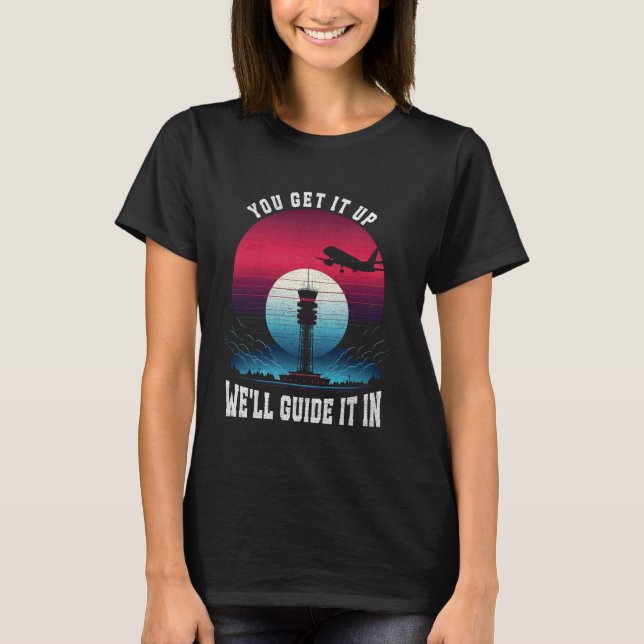 Retro Sunset Air Traffic Controller National Aviat T-Shirt (Vorderseite)