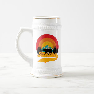Retro Sunset Alaska Juneau Bear Mountains Wild AK Bierglas