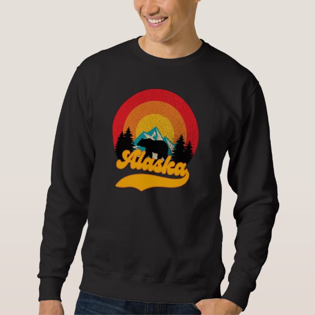 Retro Sunset Alaska Juneau Bear Mountains Wild AK Sweatshirt (Vorderseite)