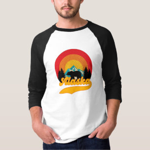 Retro Sunset Alaska Juneau Bear Mountains Wild AK T-Shirt