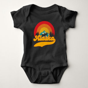 Retro Sunset Alaska Juneau Elche 0Berge Wild Baby Strampler