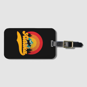 Retro Sunset Alaska Juneau Elche 0Berge Wild Gepäckanhänger