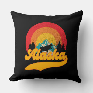 Retro Sunset Alaska Juneau Elche 0Berge Wild Kissen
