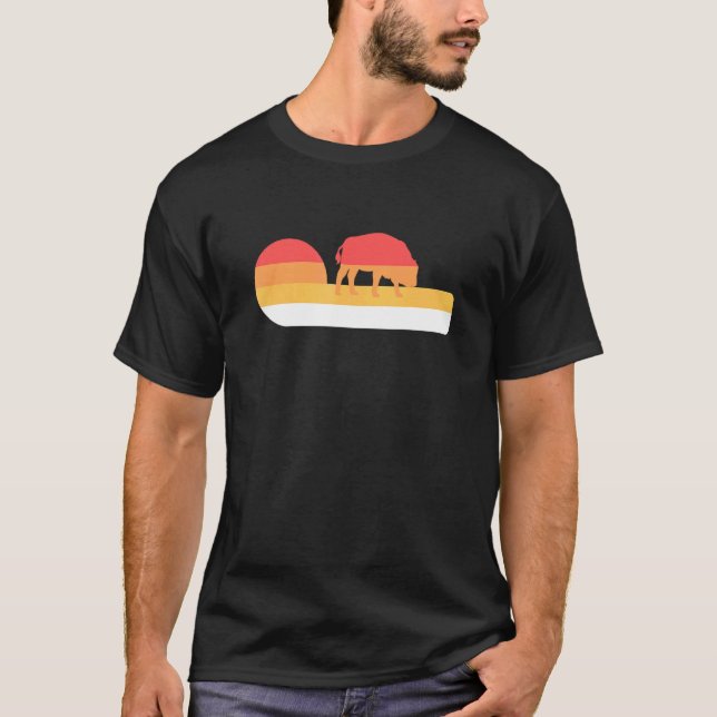 Retro Sunset American Bison T-Shirt (Vorderseite)