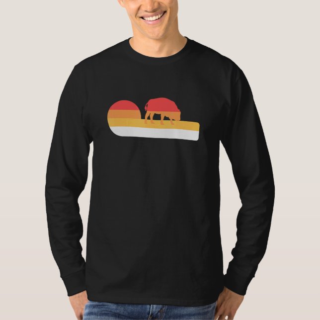 Retro Sunset American Bison T-Shirt (Vorderseite)
