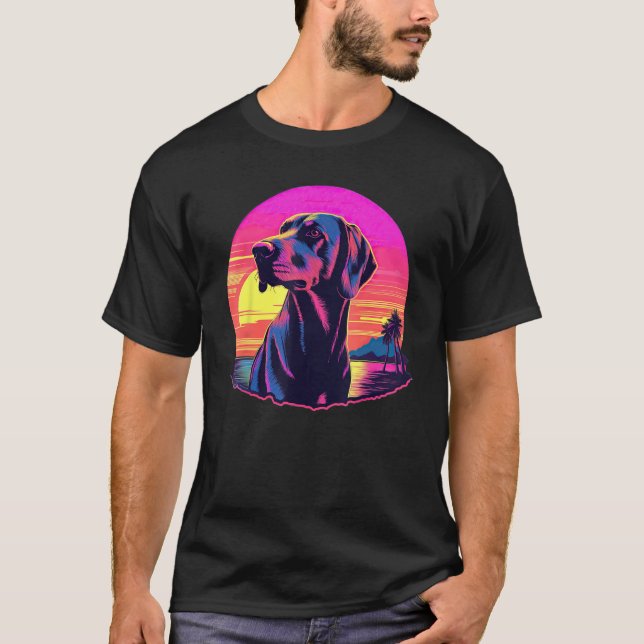 Retro Sunset American Foxhound Dog T-Shirt (Vorderseite)